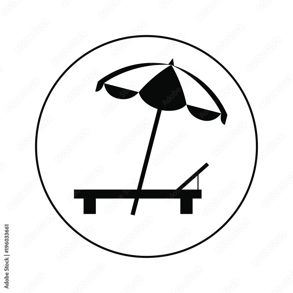 Sunbed on the beach icon, logo Sunbed on the beach icon, logo