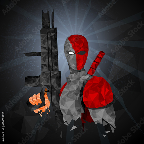 Superhero in abstract low poly polygon style