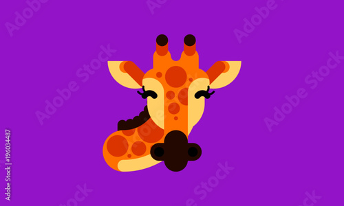 Isolated giraffe icon in modern flat style, with simple geometric shapes only