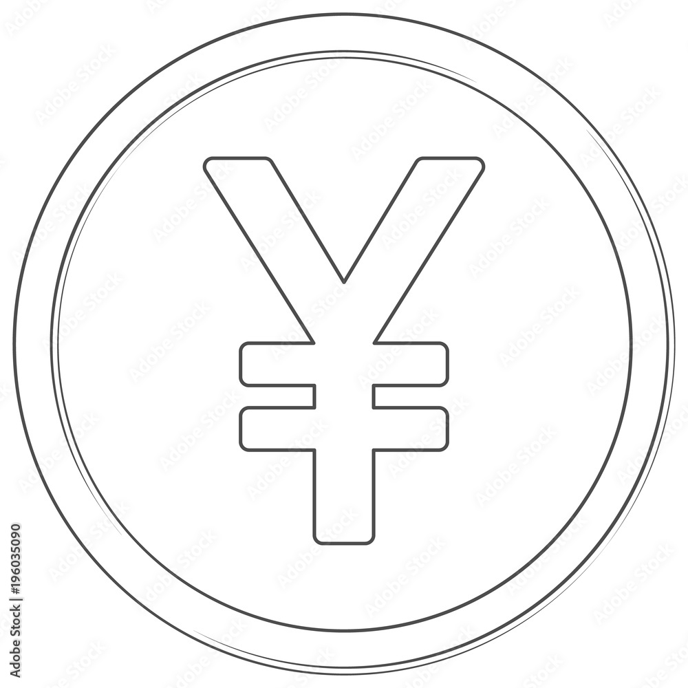 Vector yen sign. Lineart icon. Thin line illustration on white background Vector yen sign. Lineart icon. Thin line illustration on white background