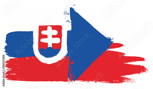 Slovakia Flag & Czech Republic Flag Vector Hand Painted with Rounded Brush