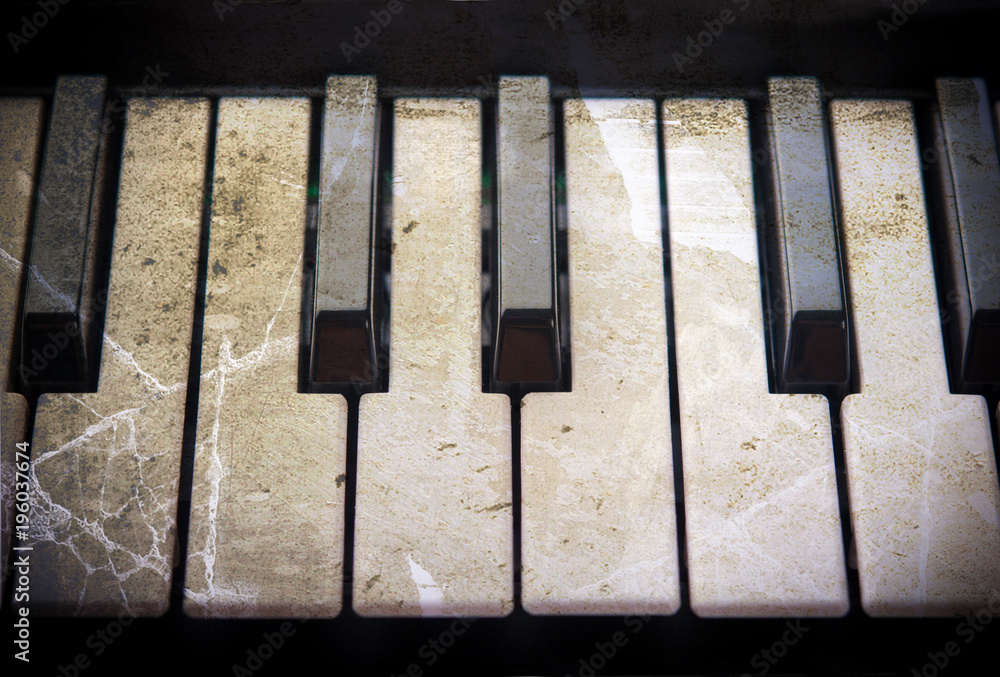 Piano keys with a texture effect of antiquity Piano keys with a texture effect of antiquity