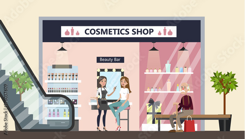 Cosmetics store in mall.