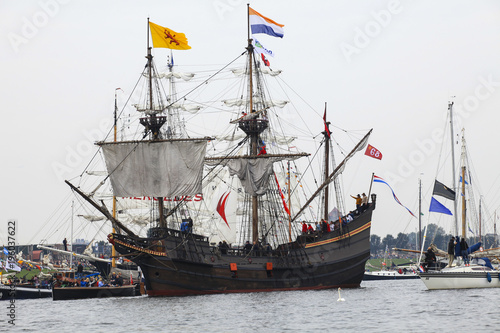 Historic sailing boat in Sail festival Amsterdam Holland
