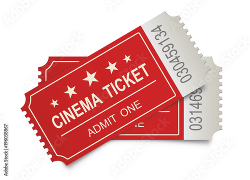 Two realistic cinema tickets on the white backgraund. Vector
