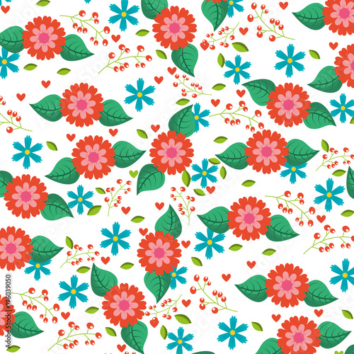 spring flowers natural season pattern vector illustration