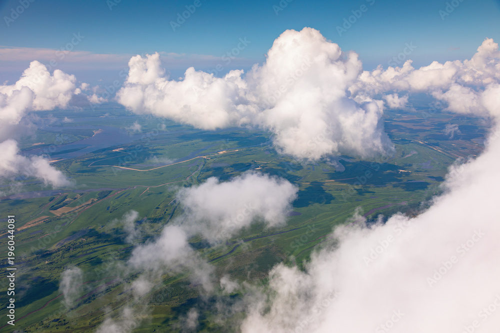 View of a cumulus clouds from above