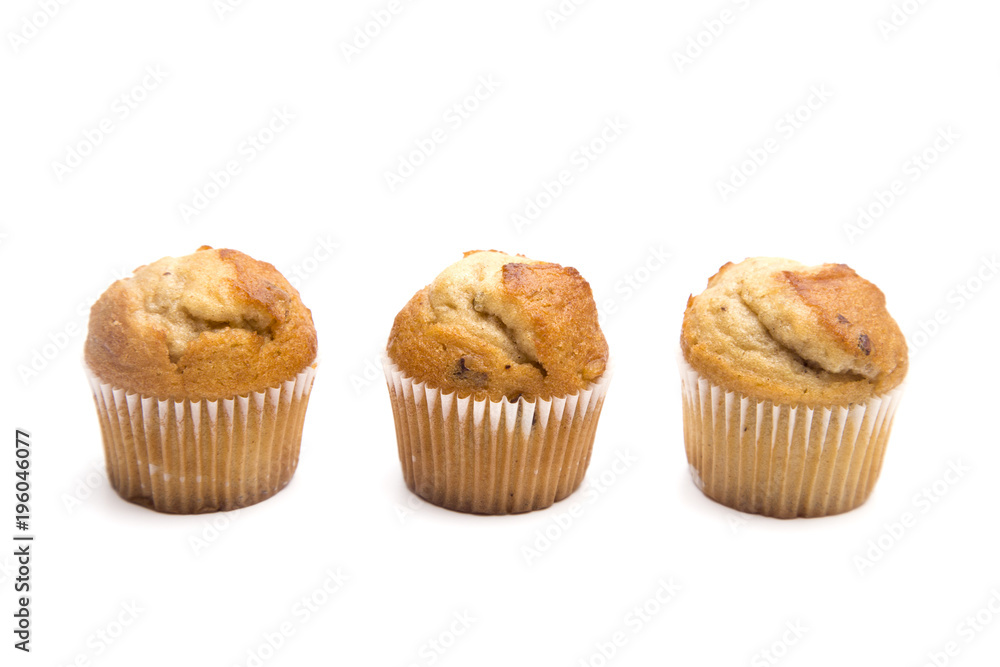 Classic Banana Nut Muffins on a White Background Classic Banana Nut Muffins on a White Background