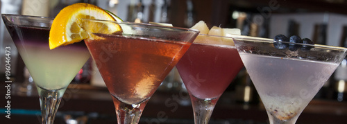 DRINKS ON THE BAR  CLOSE UP