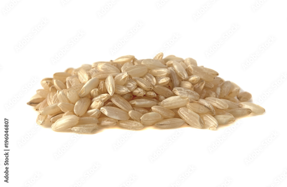 brown rice on a white background brown rice on a white background