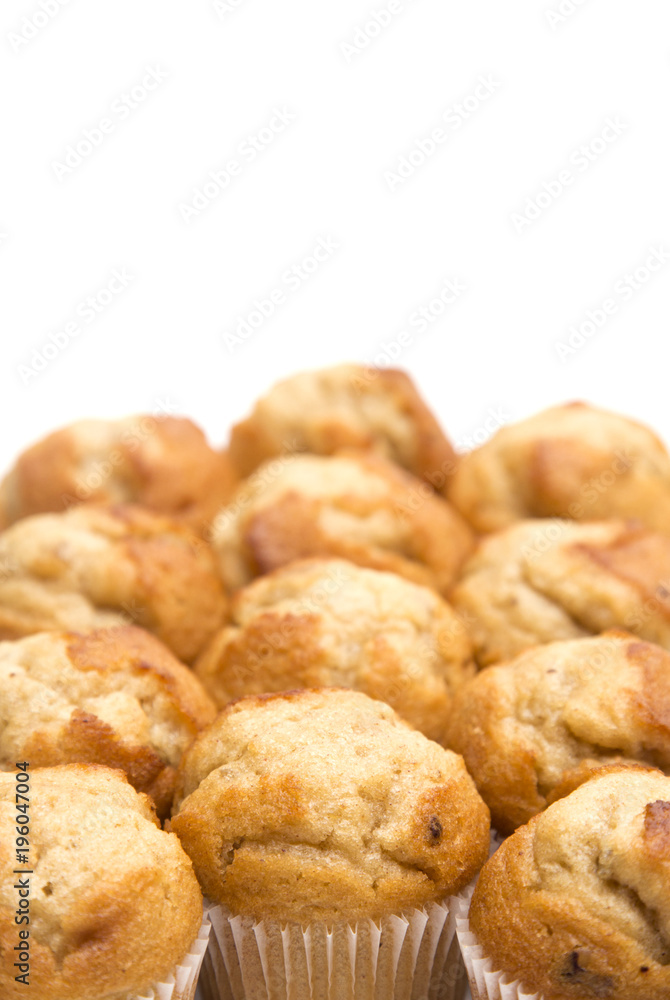 Classic Banana Nut Muffins on a White Background