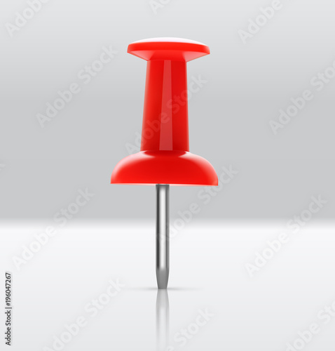 Vertical red thumbtack. Vector illustration. Ready to place your design. EPS10.