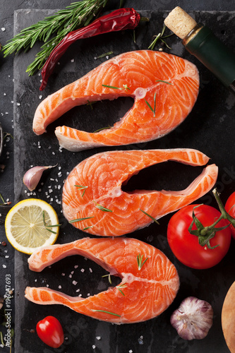 Raw salmon fish fillet