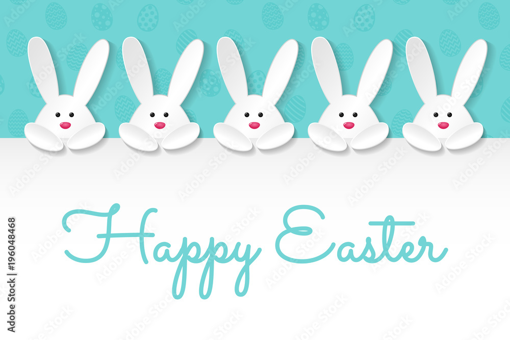 Easter banner with paper cut bunnies and wishes. Vector. Easter banner with paper cut bunnies and wishes. Vector.