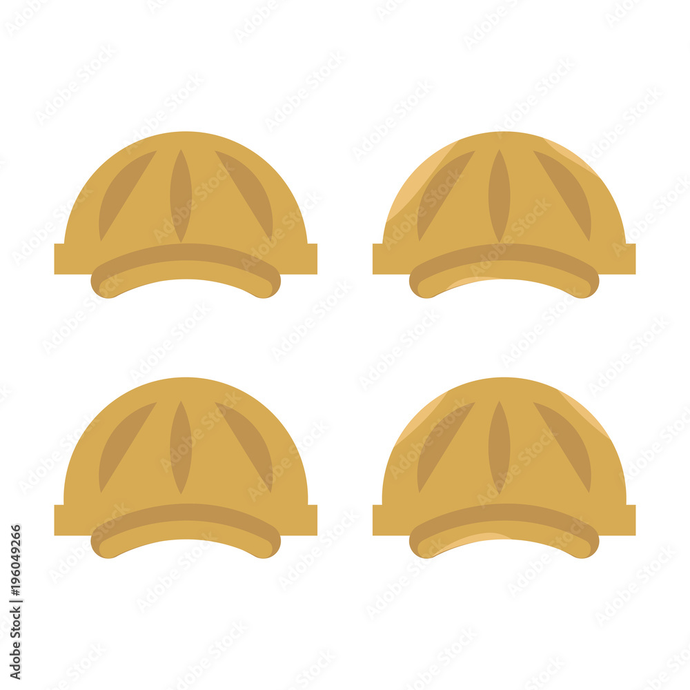 set of vector plastic construction yellow hard hat with visors isolated on white background set of vector plastic construction yellow hard hat with visors isolated on white background