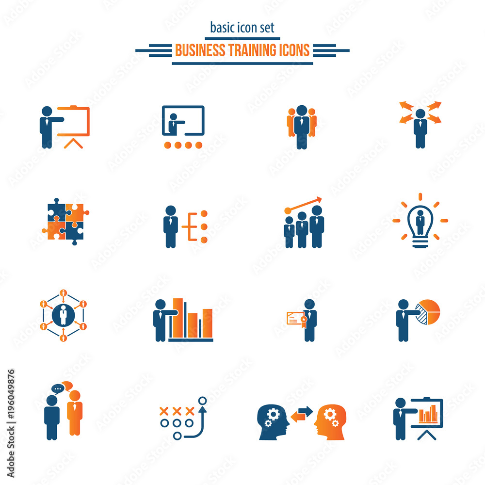 Business training icon set Business training icon set