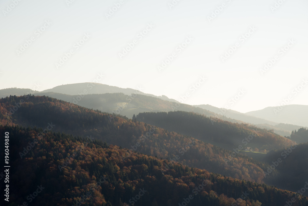 Sunset on a mountain in the black forest in germany Sunset on a mountain in the black forest in germany