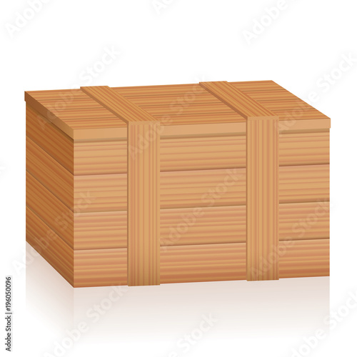 Wooden box. Tightly closed timber crate with wood texture and planks - isolated vector illustration on white background.
