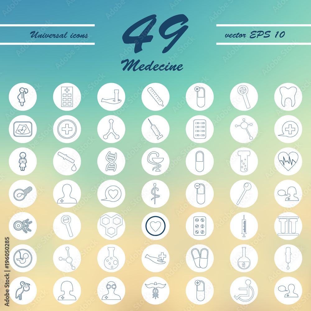 Medicine and Health care thin icons set Medicine and Health care thin icons set