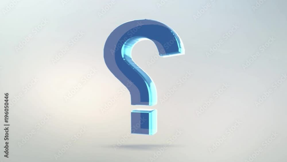 Question icon is made of glass. Transparent rotating question icon with alpha channel blue green color. Seamless looping symbol 3D figure Question icon is made of glass. Transparent rotating question icon with alpha channel blue green color. Seamless looping symbol 3D figure