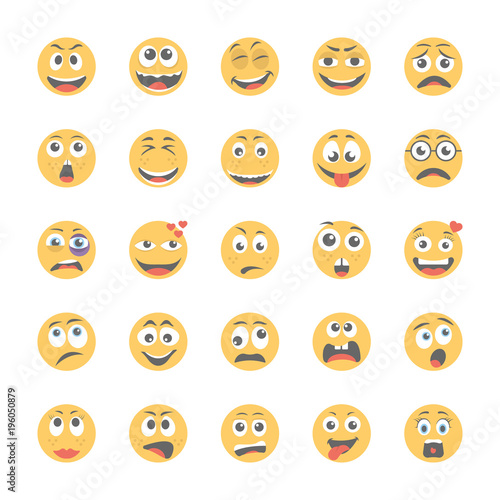 Smiley Flat Icons Set 11
