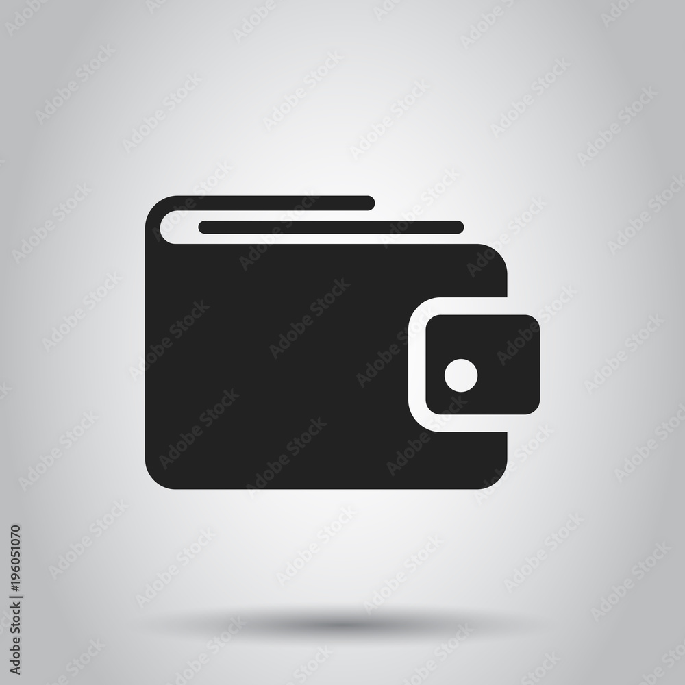 Wallet vector icon. Money purse flat vector illustration. Money bag business concept pictogram on white background.