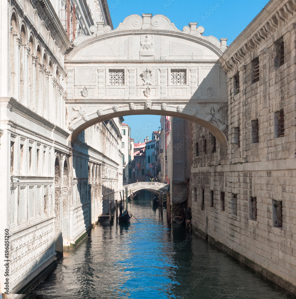one of the major attractions of Venice, the famous Bridge of Sighs (Ponte dei Sospiri)