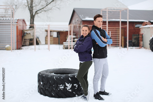 Young sporty woman and man ...