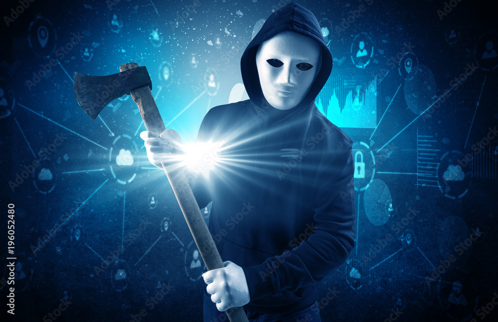 Burglar in secured database and network concept Burglar in secured database and network concept