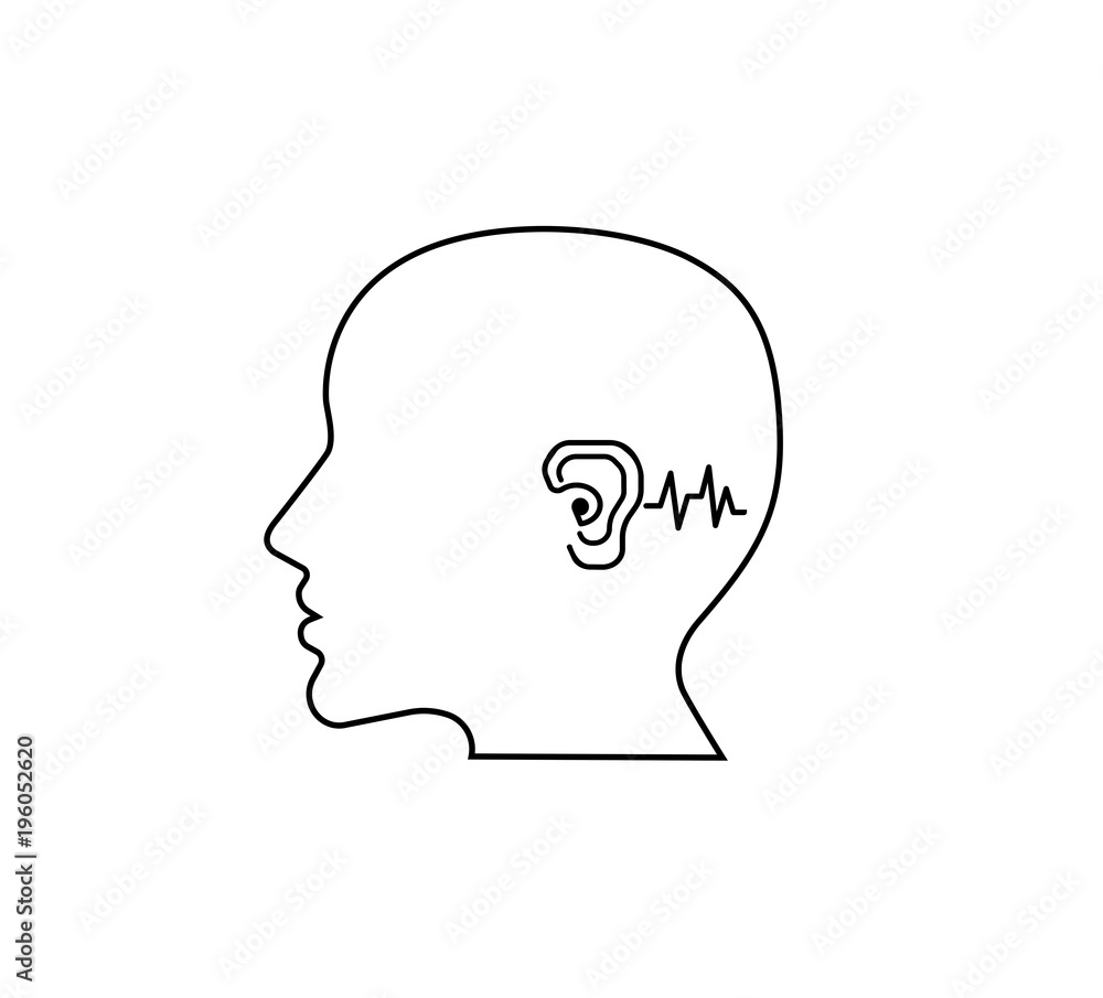 Hearing loss.outline vector Icon image for hearing or listening loss.Anatomy, audiologist.logo concept. ENT logo template clinic.hearing aid Hearing loss.outline vector Icon image for hearing or listening loss.Anatomy, audiologist.logo concept. ENT logo template clinic.hearing aid