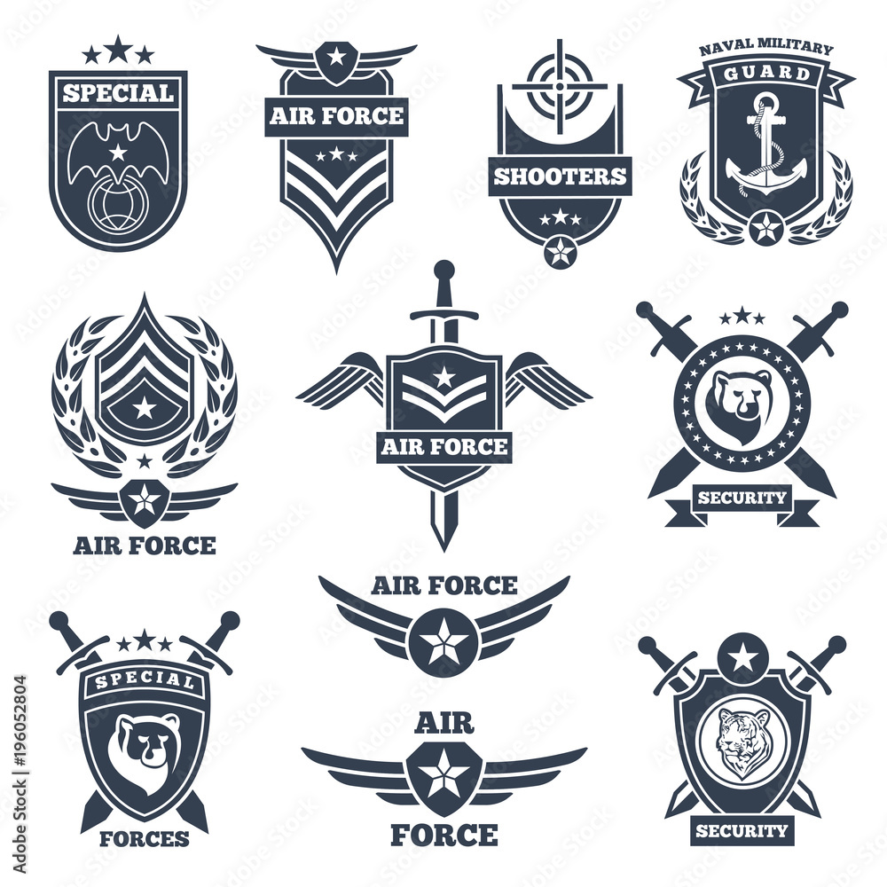 Emblems and badges for air and ground forces Stock Vector | Adobe Stock