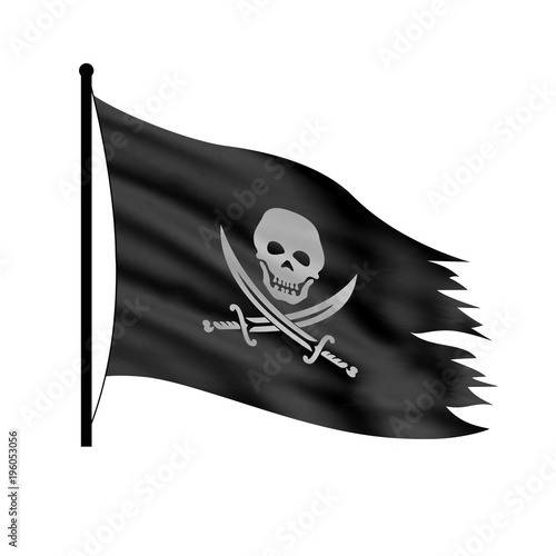 Black piracy flag on a white background.