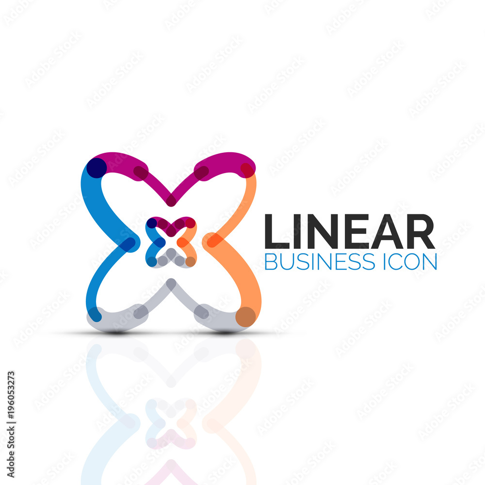 Abstract flower or star, linear thin line icon. Minimalistic business geometric shape symbol created with line segments Abstract flower or star, linear thin line icon. Minimalistic business geometric shape symbol created with line segments