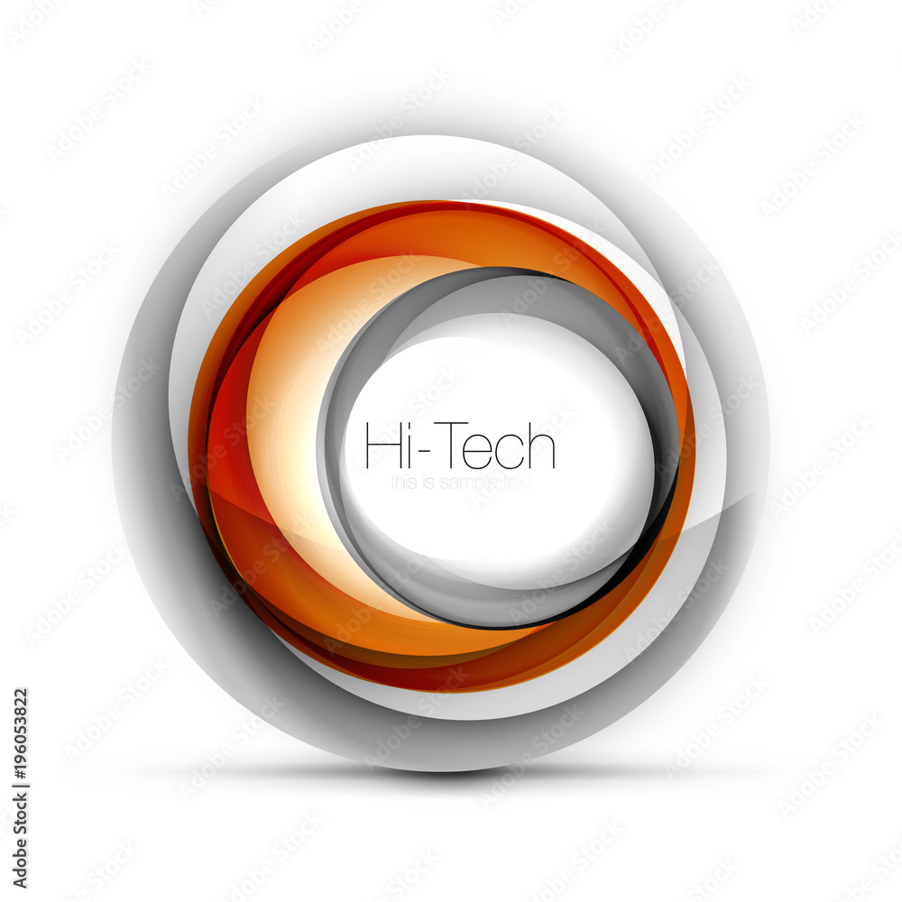 Digital techno sphere web banner, button or icon with text. Glossy swirl color abstract circle design, hi-tech futuristic symbol with color rings and grey metallic element Digital techno sphere web banner, button or icon with text. Glossy swirl color abstract circle design, hi-tech futuristic symbol with color rings and grey metallic element