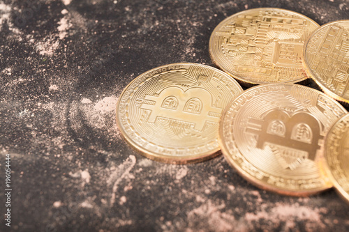 Bitcoin monet close up.