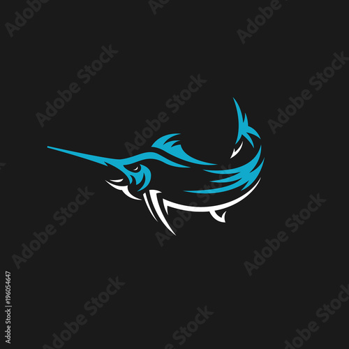 Marlin fish vector logo. Fishing emblem