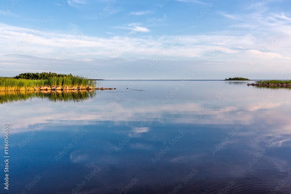 Landscape with lake and beautiful sky