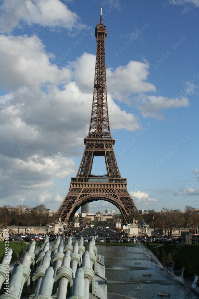 View of the Eiffel Tower from the River Seine, Paris, France