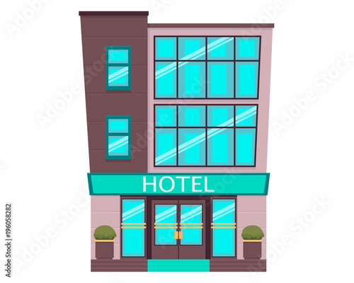 Hotel isolated on white background. Flat design. Vector illustration
