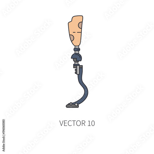 Bionic robot leg prosthesis color line icon. Bionic prosthesis limb. Biotechnology futuristic medicine. Future technology. Medical artificial mechanical robot implant sign and symbol. Transplantation.
