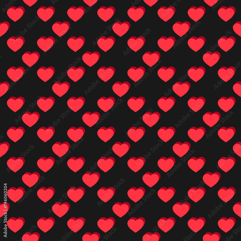 Vector flat hearts seamless pattern. Red and black. Sexy love romantic theme Vector flat hearts seamless pattern. Red and black. Sexy love romantic theme