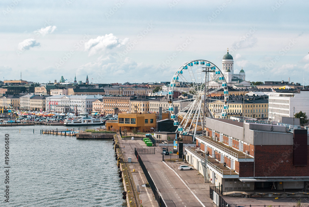 Cityscape of Helsinki. View from sea