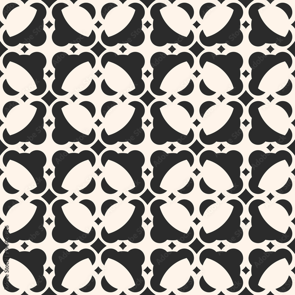 Fototapeta premium Abstract geometric ornament. Black and white seamless pattern, carved lattice