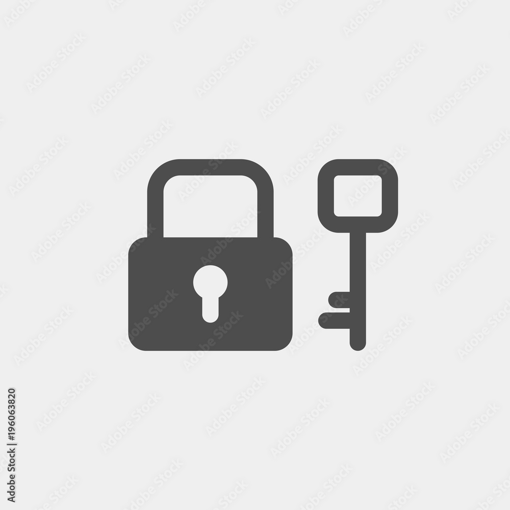 Padlock and key flat vector icon Padlock and key flat vector icon