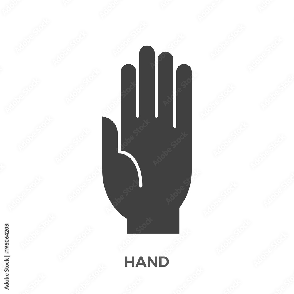 Hand Glyph Vector Icon Isolated on the White Background. Hand Glyph Vector Icon Isolated on the White Background.