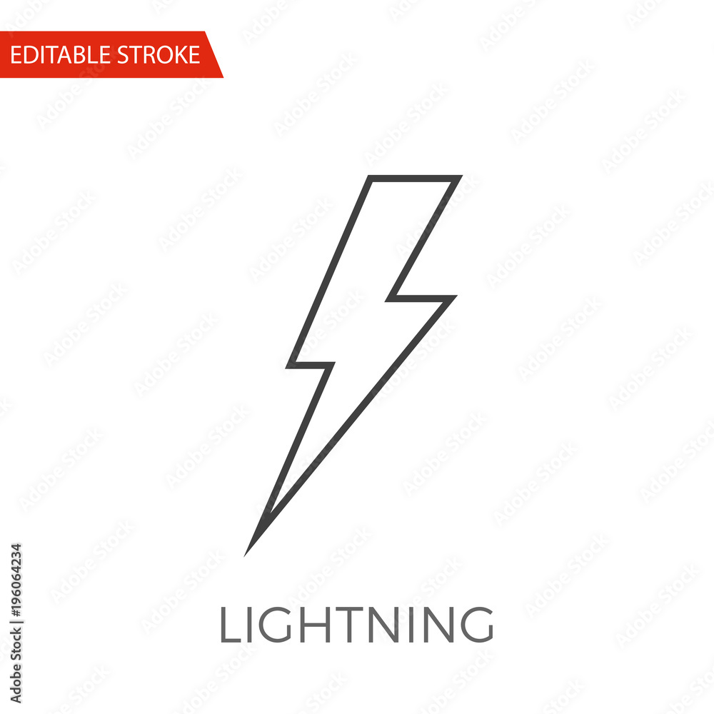 Lightning Vector Icon. Thin Line Vector Illustration. Adjust stroke weight - Expand to any Size - Easy Change Colour - Editable Stroke Lightning Vector Icon. Thin Line Vector Illustration. Adjust stroke weight - Expand to any Size - Easy Change Colour - Editable Stroke