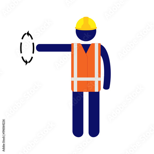 Vector pictogram man giving signal with right hand