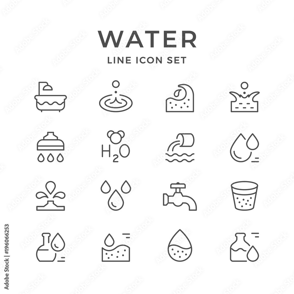 Set line icons of water Set line icons of water