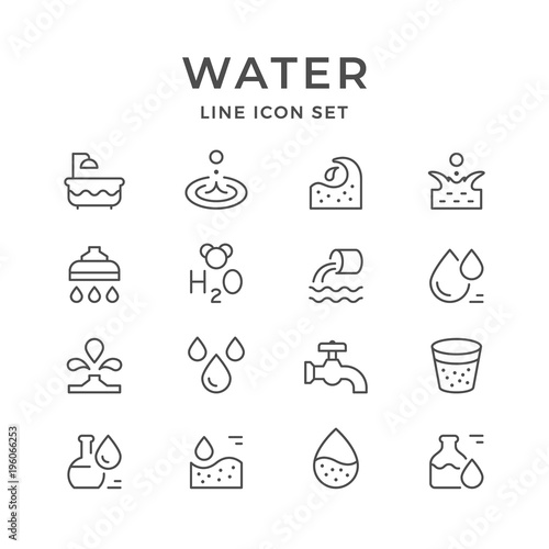 Set line icons of water