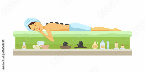 Stone therapy - cartoon people character isolated illustration